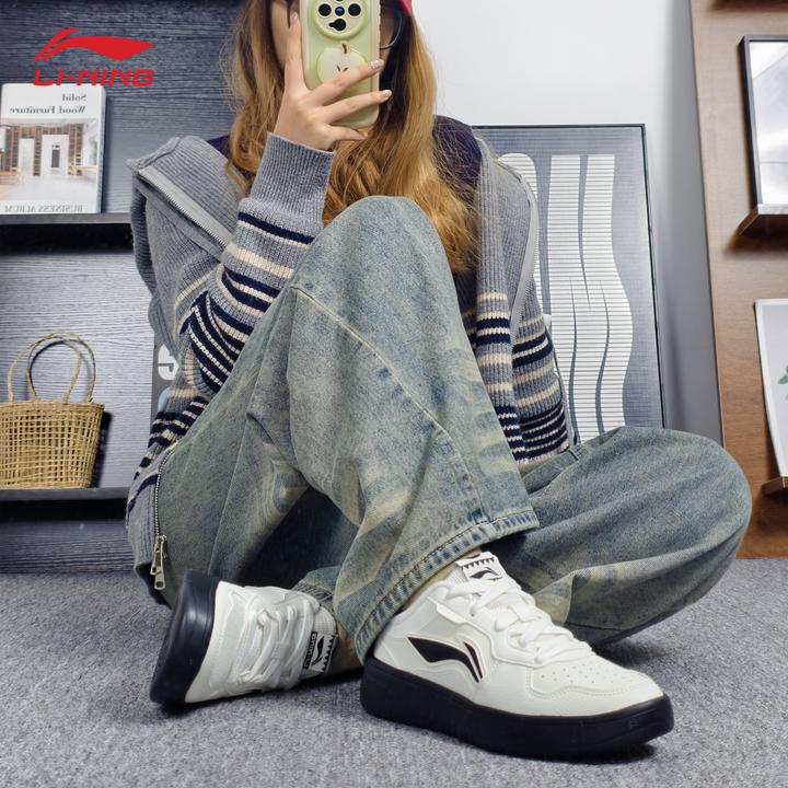 李宁初云加绒板鞋女款2025冬季新品防风保暖运动鞋简约休闲鞋子女