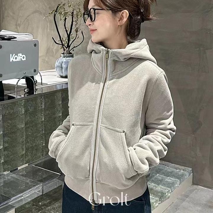 秋冬款拉链连帽设计显瘦外套百搭时尚ins风宽松休闲运动ol网红