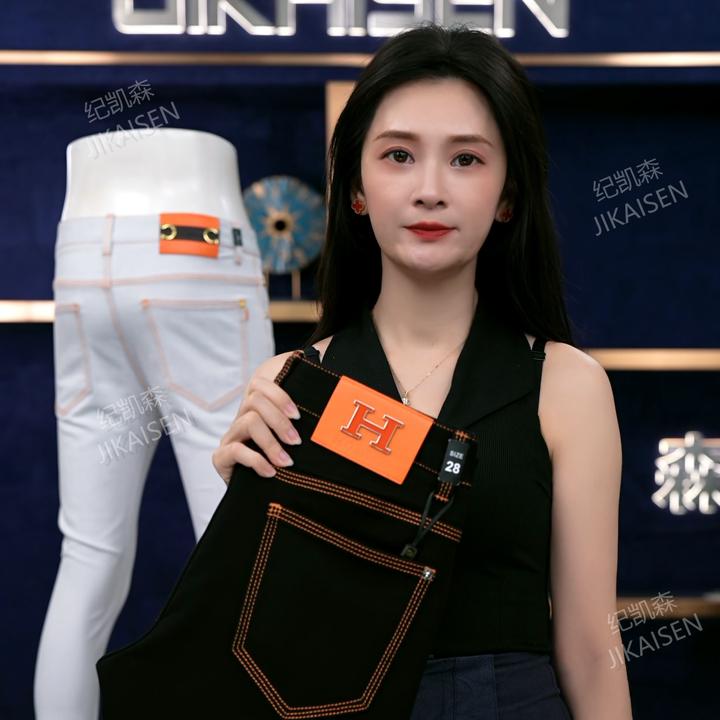 【三本针不掉色】夏季新款纯黑男士修身弹力小直筒牛仔裤时尚百搭