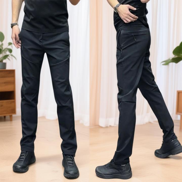 男士秋冬潮款厚款冲锋裤防风休闲裤登山工装长裤加绒户外松紧裤子