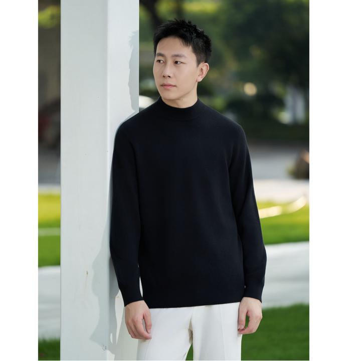 【15μm山羊绒】 阿拉善100%山羊绒 半高领26支加厚纯色保暖羊绒衫