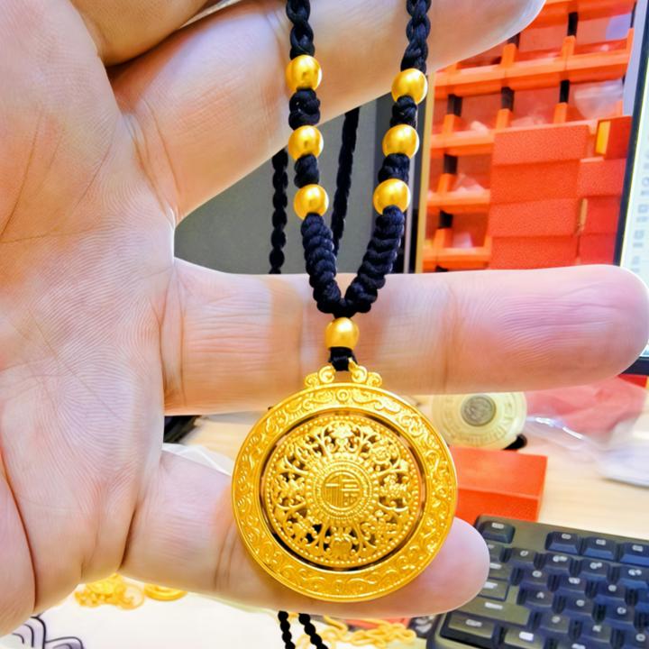 铜合金吊坠 旋转小福字八宝罗盘项链女古法吊坠福牌毛衣链