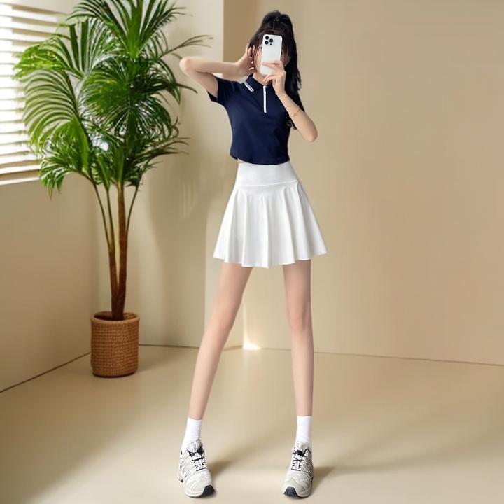 羽毛球服休闲晨跑服网球速干跑步短裙夏运动套装女新款健身衣2025