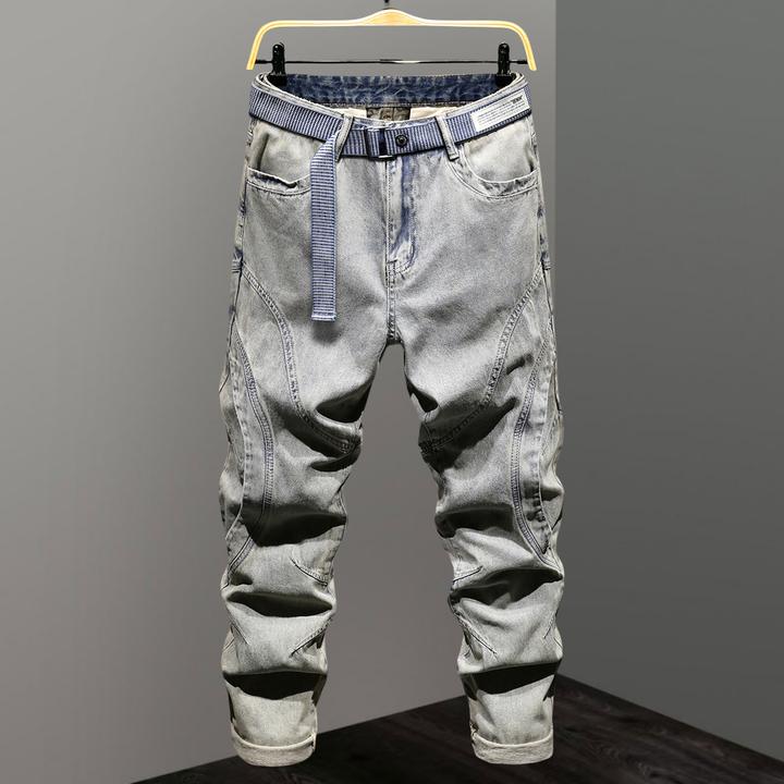 Jeep吉普高街痞帅牛仔裤男高端潮牌休闲宽松直筒长裤男款百搭裤子