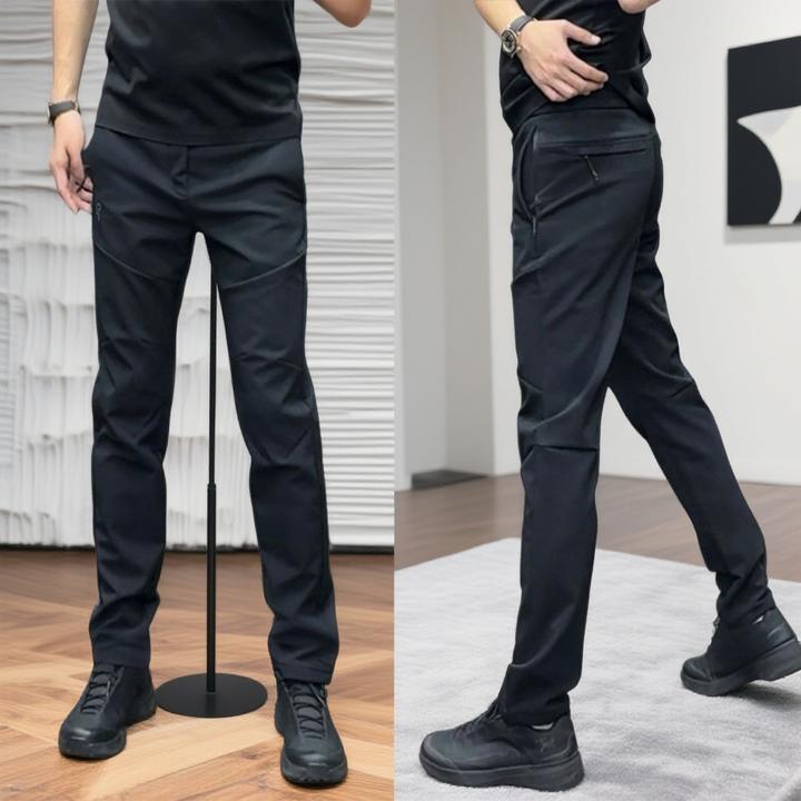 男士秋冬直筒裤工装风宽松黑色潮牌简约百搭休闲长裤松紧腰冲锋裤