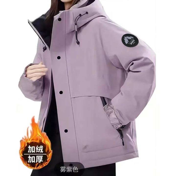 【小火炉大毛冲锋衣】2025冬季新款连帽中长显瘦巨厚百搭外套