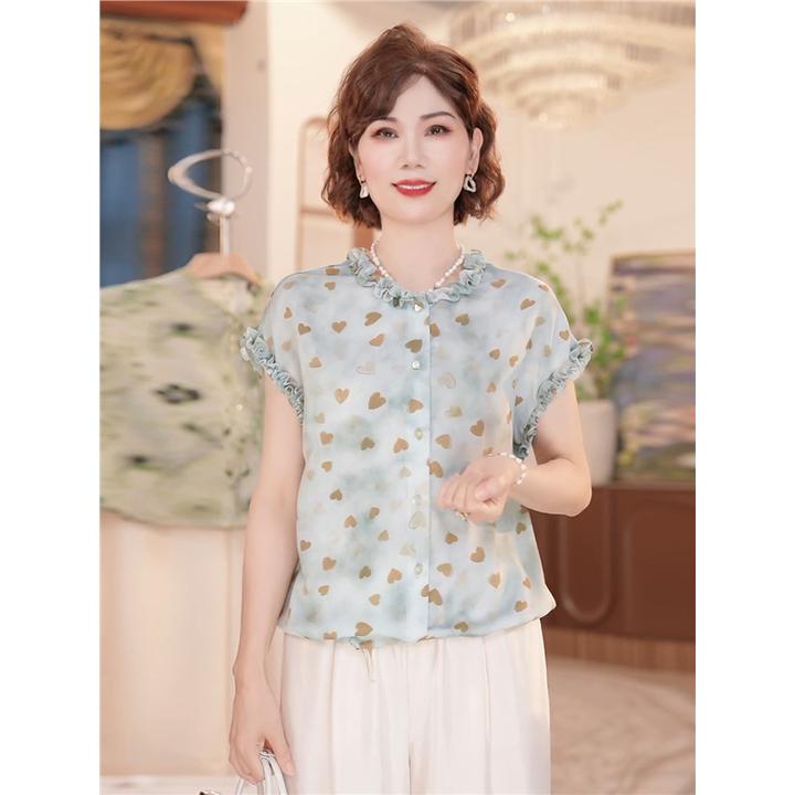 年轻妈妈装短袖T恤小衫2025夏季新款洋气中老年女装减龄上衣套装