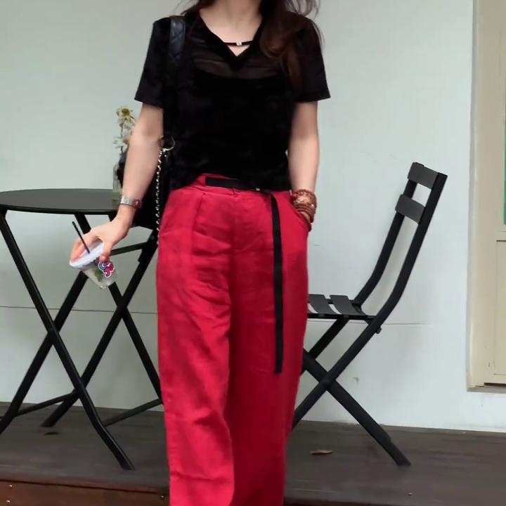 2025夏季新款时尚显瘦气质女士网红半袖长裤两件套百搭款D6134