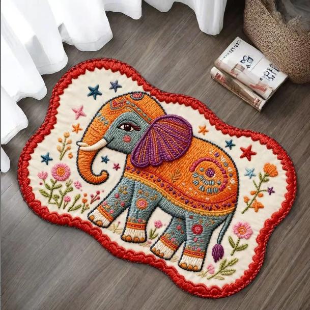 【60*90cm】仿编织风大象地垫家用玄关浴室吸水防滑卫生间门口脚垫