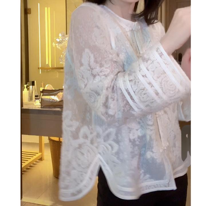 设计感新中式刺绣盘扣长袖上衣春季2025新款轻奢气质高级感衬衫