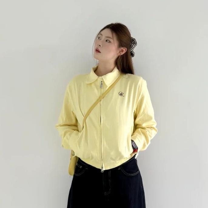 黄色翻领棒球服外套女春秋季2025新款早秋韩系巨好看短款夹克上衣