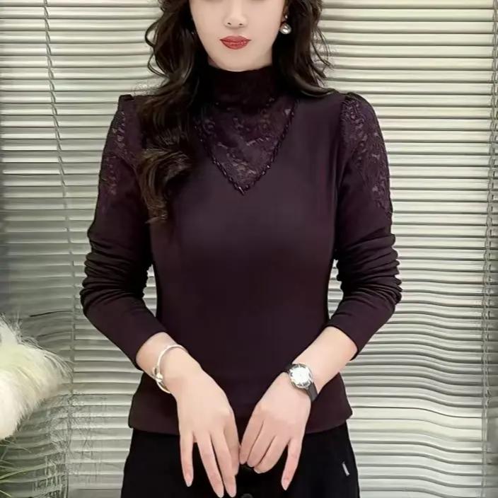 8031秋冬气质洋气蕾丝打底衫显瘦时尚爆款上衣