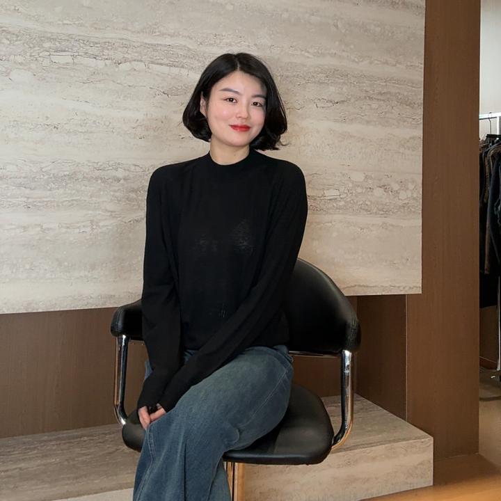 TANTAN 休闲宽松慵懒风圆领长袖针织打底衫3243