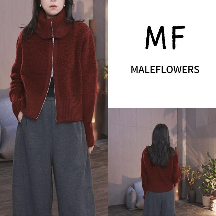 东倪MF 羊毛大翻领圈圈毛舒适保暖秋冬新款开衫 85D8309