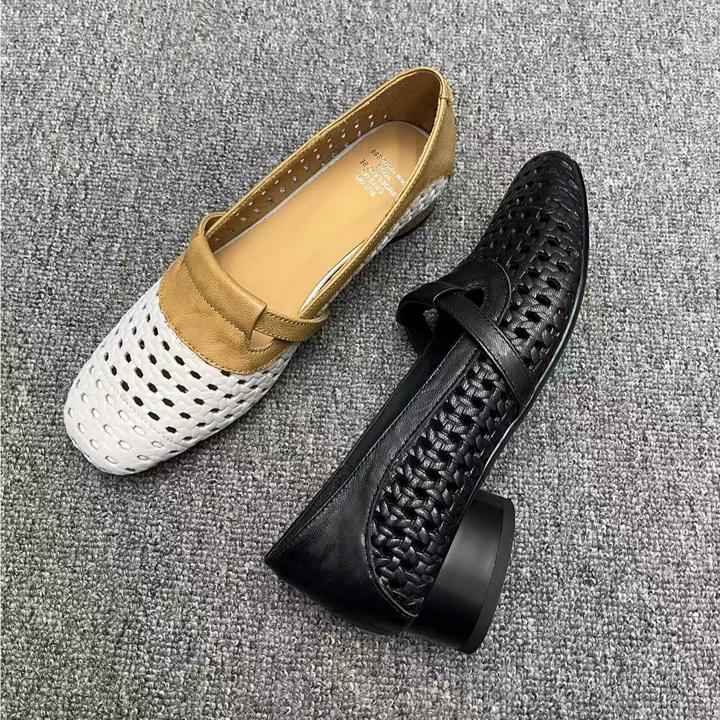 丽尔手工女鞋]3厘米平底夏季真皮软底气质鞋子女款明星同款鞋女款