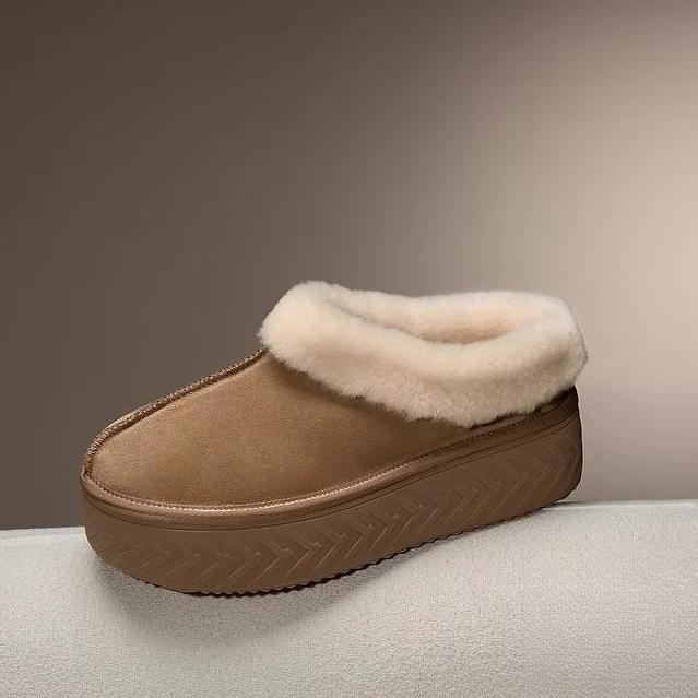 冬季新款栗子面包雪地靴松糕短靴白色增高雪地靴粘千金风街头风