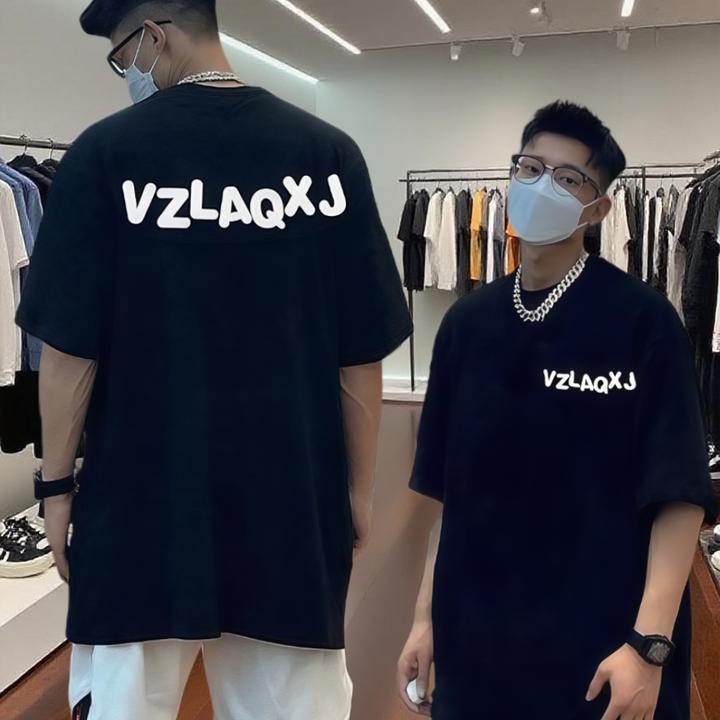 高街潮牌纯棉短袖T恤男款夏季美式复古hiphop嘻哈正肩半袖上衣服