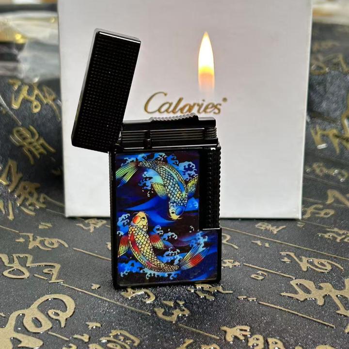 锦鲤侧滑充气打火机高档黄铜材质钢音清脆适合男士送礼朗声打火机