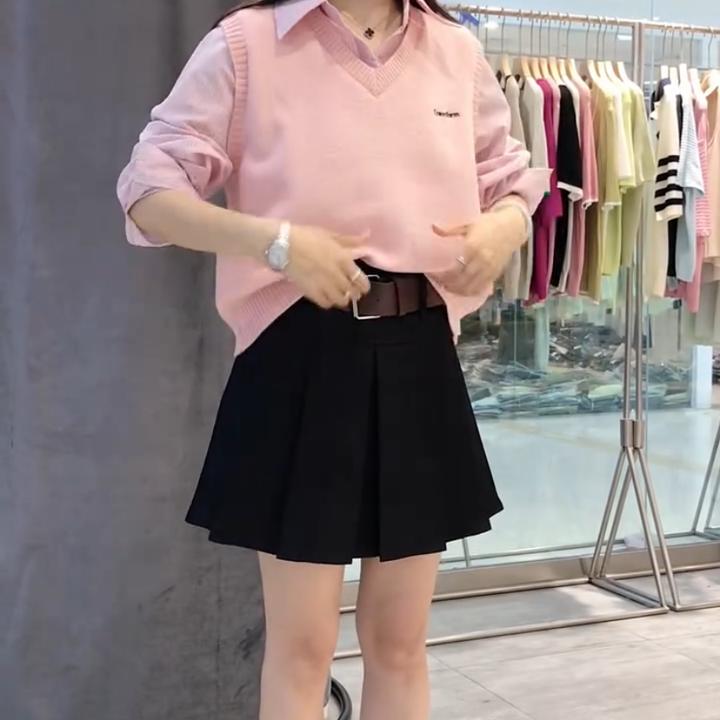 假两件拼接撞色衬衫2025秋冬休闲百搭叠穿长袖衬衫针织上衣