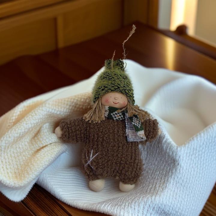 可爱复古装饰玩偶创意卡通树脂脸娃娃毛绒玩偶节日礼物小挂件