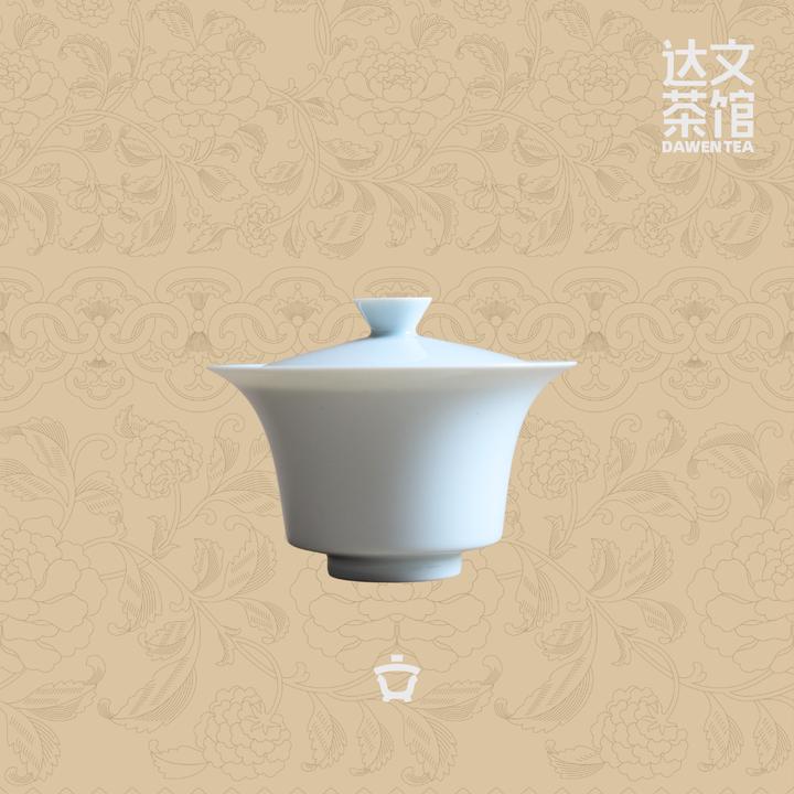 达文 素胎马蹄盖碗