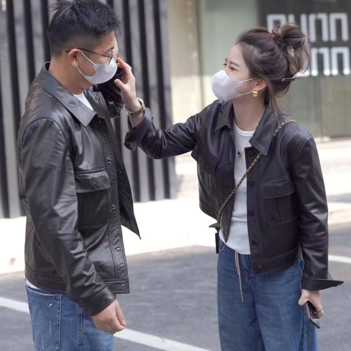 以赛亚 伦敦迷雾 短款休闲显瘦秋冬方领高级感植鞣绵羊皮真皮2202