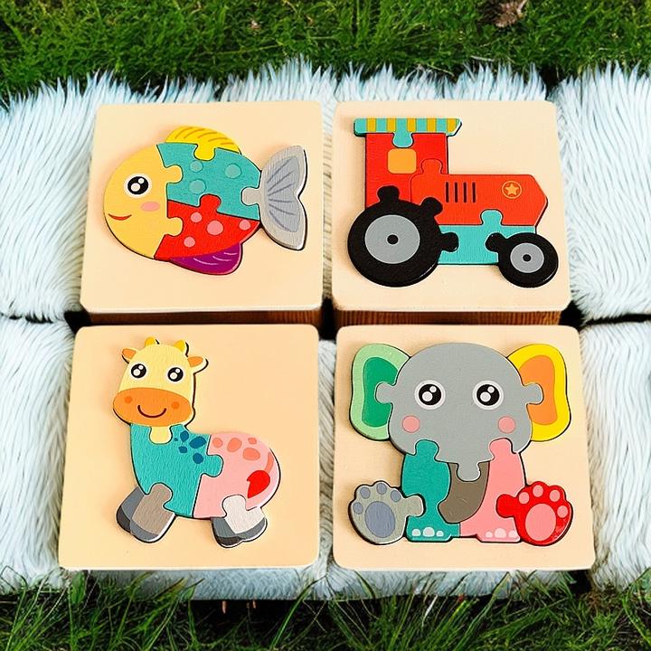 儿童幼儿立体拼图早教益智锻炼儿童宝宝男女玩具木质拼图卡通拼装