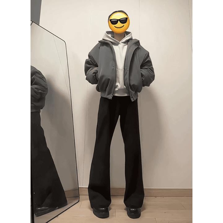 cleanfit弯刀微喇西裤男款秋冬季加绒加厚裤子痞帅高街vibe直筒裤