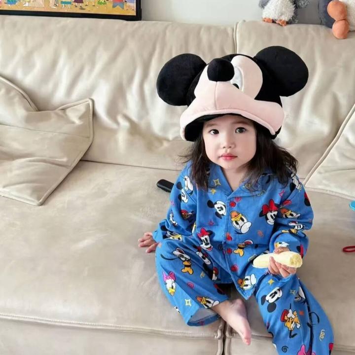 女童秋装米奇家居服套装女宝宝秋季韩版洋气卡通睡衣儿童童装Z011
