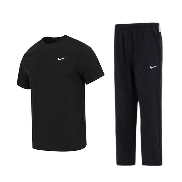 【运动套装】Nike耐克男士短袖T恤跑步长裤健身训练两件套-流光风