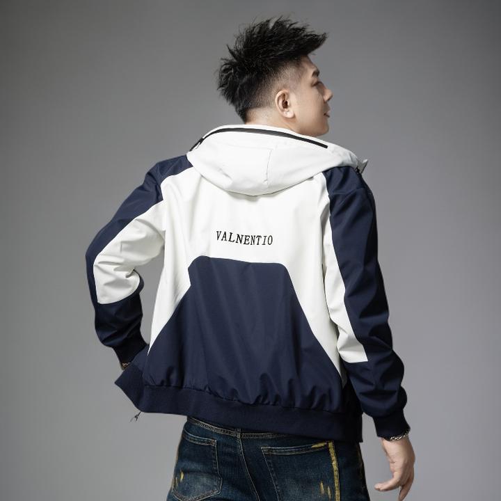 男士时尚拼色连帽外套秋冬季2025新款高级感潮流休闲防风夹克帅气