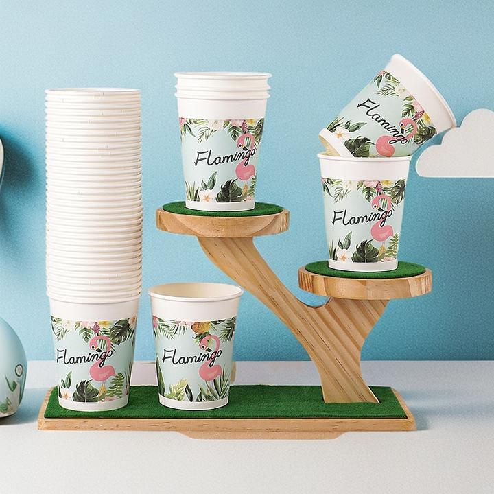 加厚一次性纸杯水杯火烈鸟家用可爱茶杯茶水杯