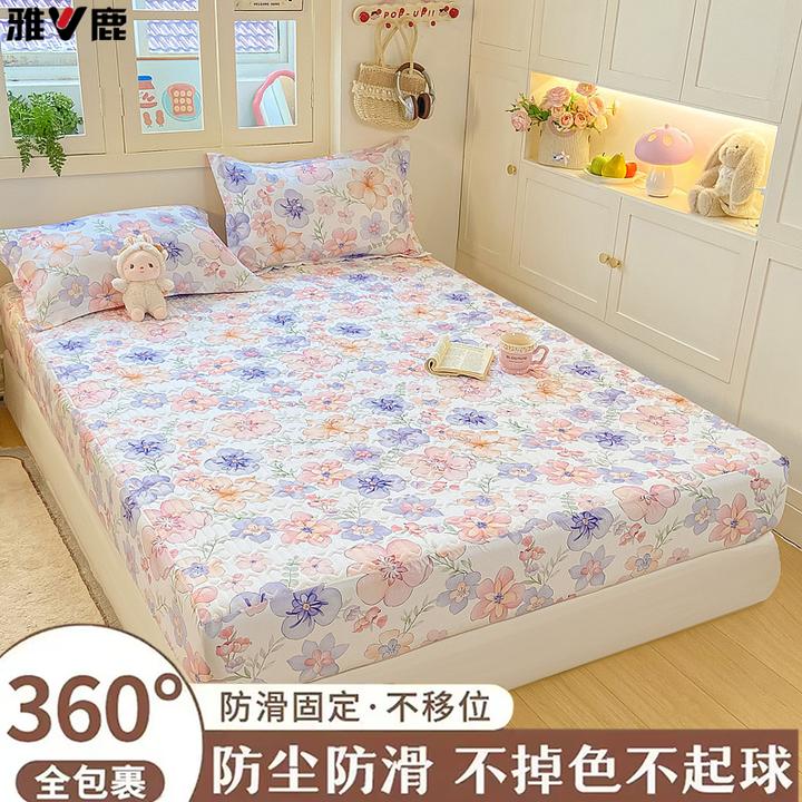 【雅鹿品牌】新款磨毛夹棉床笠席梦思床垫保护套亲肤透气防滑隔脏Y1