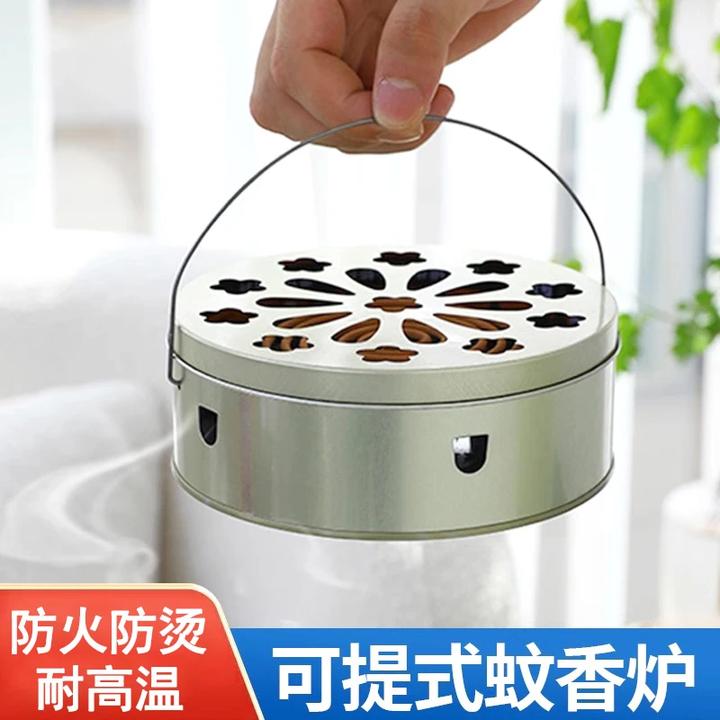 不锈钢蚊香盘托盘支架家用带盖接灰盘香炉户外蚊香盒办公室室外