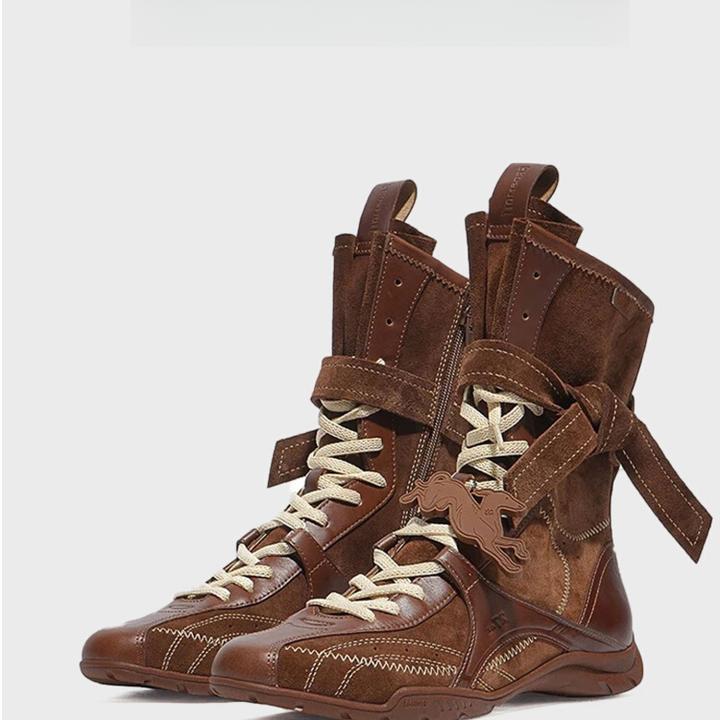 复古拳击女2025年夏季新款英伦风马丁短靴女款2025新款爆款