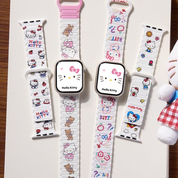 适用iwatch11苹果S10手表表带applewatch9/8/7卡通KT猫硅胶SE表带