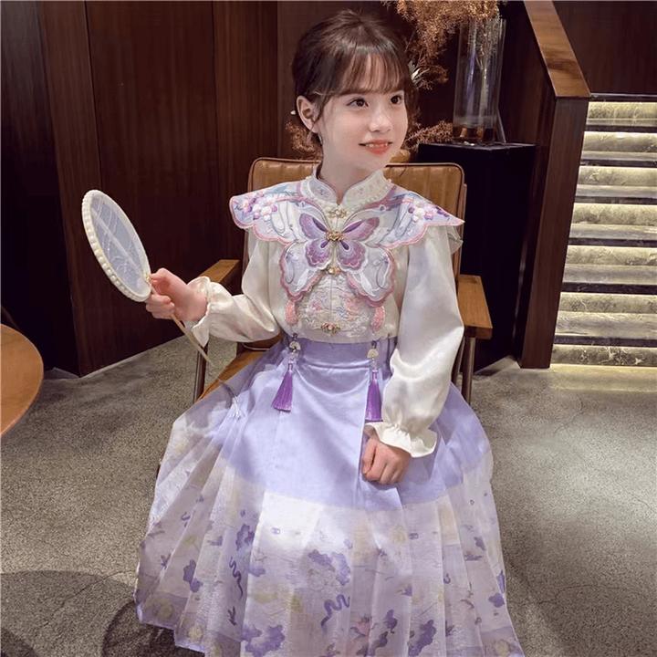 宝宝古风新中式小女孩马面裙洋气新款秋季明制长袖春装公主裙