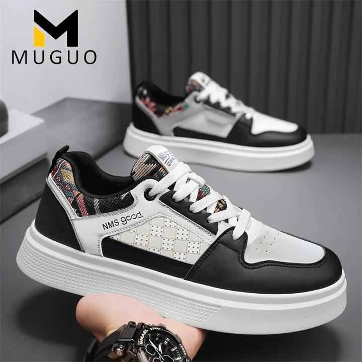 男鞋2025秋季新款板鞋透气百搭男士厚底增高防滑学生运动休闲鞋