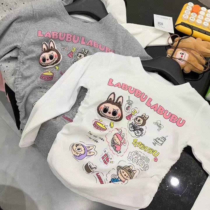 【秋款上新】2025新款女中大童立体卡通装饰韩系百搭涂鸦卡通T恤