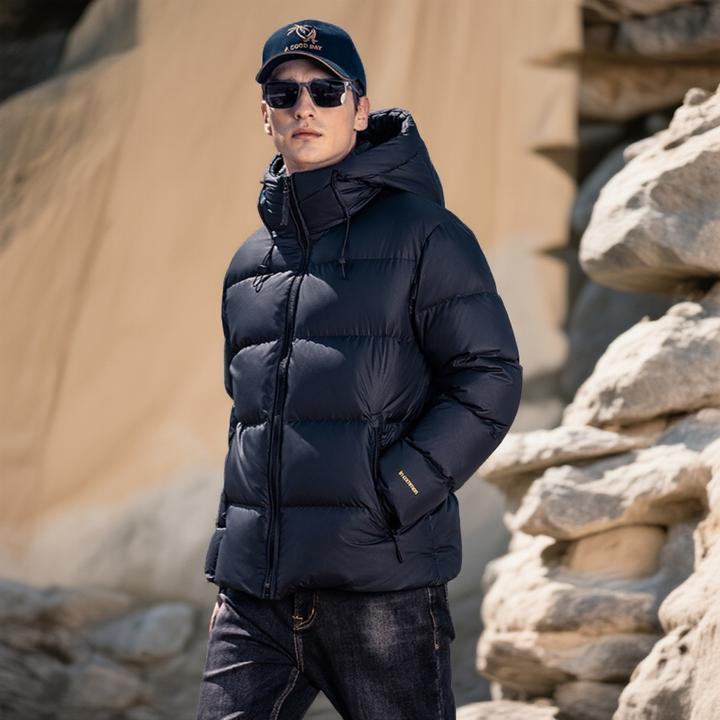 诺顿雷斯潮牌男士新款时尚百搭连帽羽绒服抗寒保暖冬季白鸭绒外套