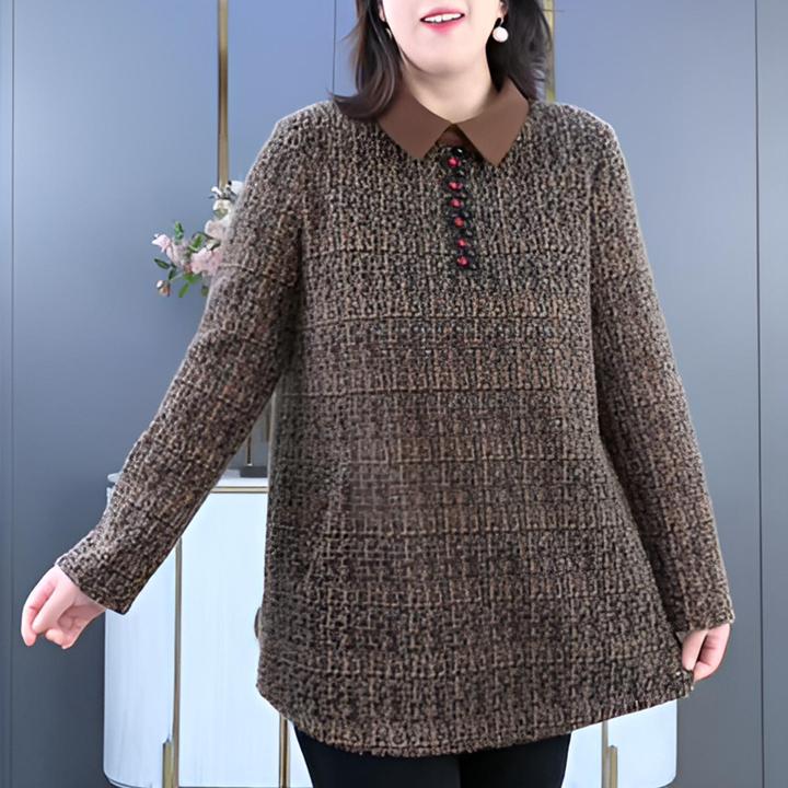 苏兰诺秋冬新款大码女装翻领宽松气质洋气减龄上衣百搭ZB6344