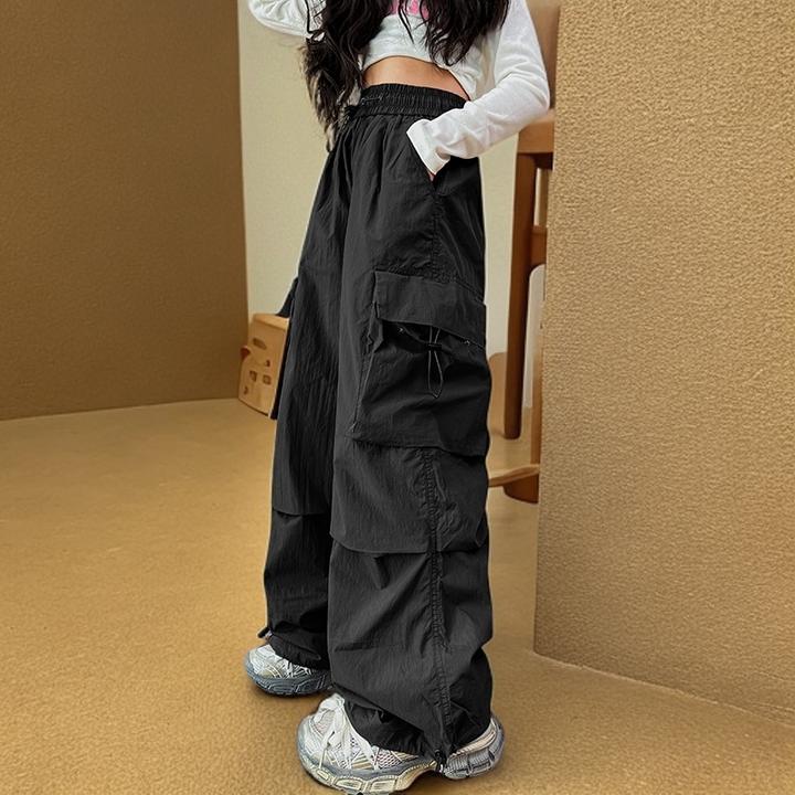 女童工装休闲裤夏季新款儿童速干阔腿裤大童夏装潮酷街舞防蚊裤子