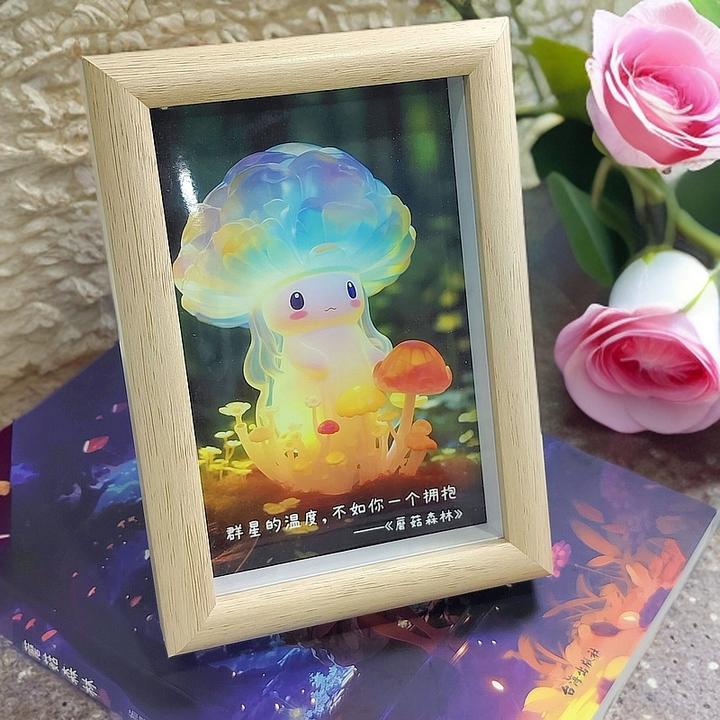 蘑菇森林童话同款插图照片立体相框6寸摆台生日礼物精致桌面摆件