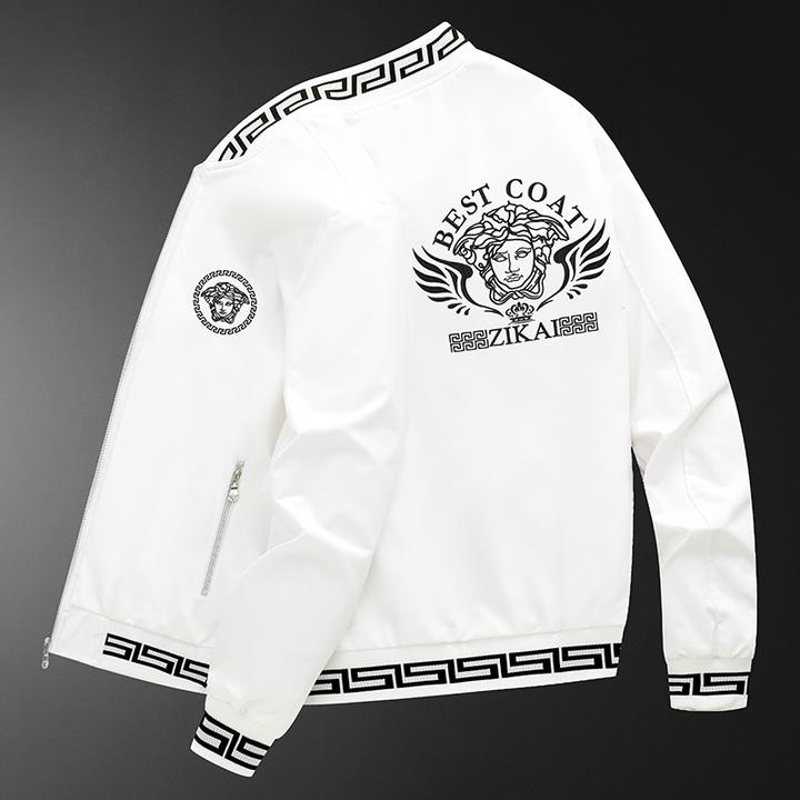 贾鲁萨加高端时尚重工刺绣外套男潮牌休闲酷奇白色夹克潮流棒球服