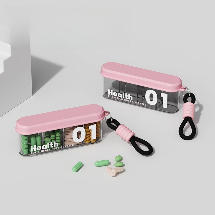 新款分格装便携式药盒外出旅行随身携带迷你药盒密封防尘药物收纳