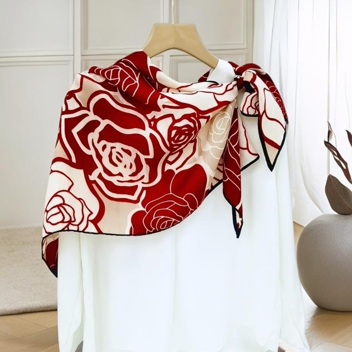 SHSTORY品牌新款155*95cm三角巾春秋轻奢丝毛人字纹丝巾护颈围巾