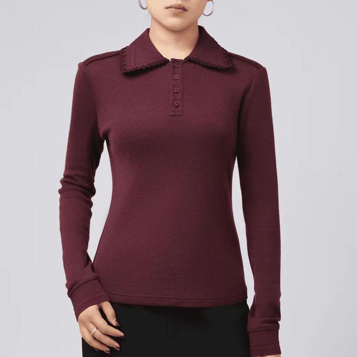 职业阿玛诗官哥家专柜2025春秋新款时尚Polo领修身针织衫洋气保暖