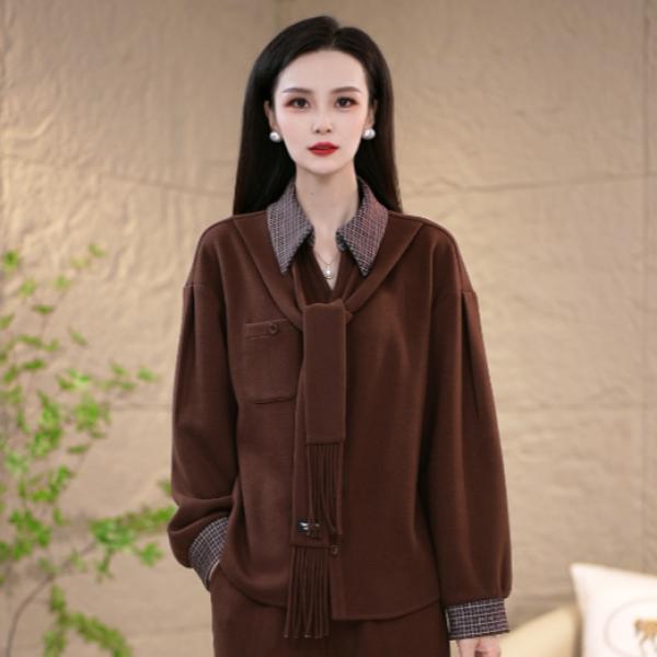 2025时尚优雅轻职通勤修身减龄百搭套装两件套M-4XL