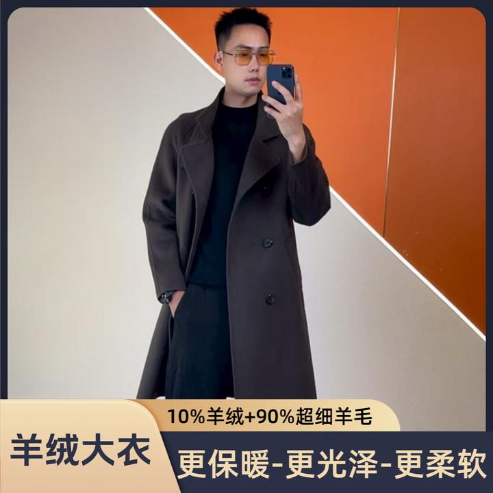 【羊绒款-鹅绒内胆】可立领三穿双层羊绒羊毛（内胆可拆）保暖男大衣