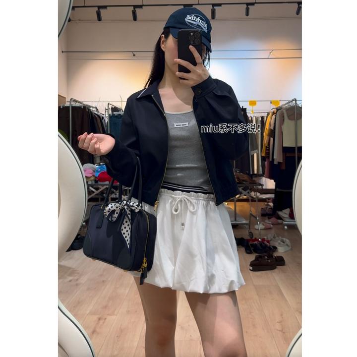 PM王囡囡 白色抽绳松紧腰花苞半身裙 ND1C1416